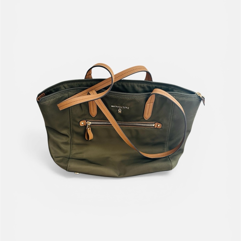 Michael Kors Olive and Tan Carryall Tote